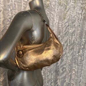 Metallic rose gold Chain Shoulder Bag